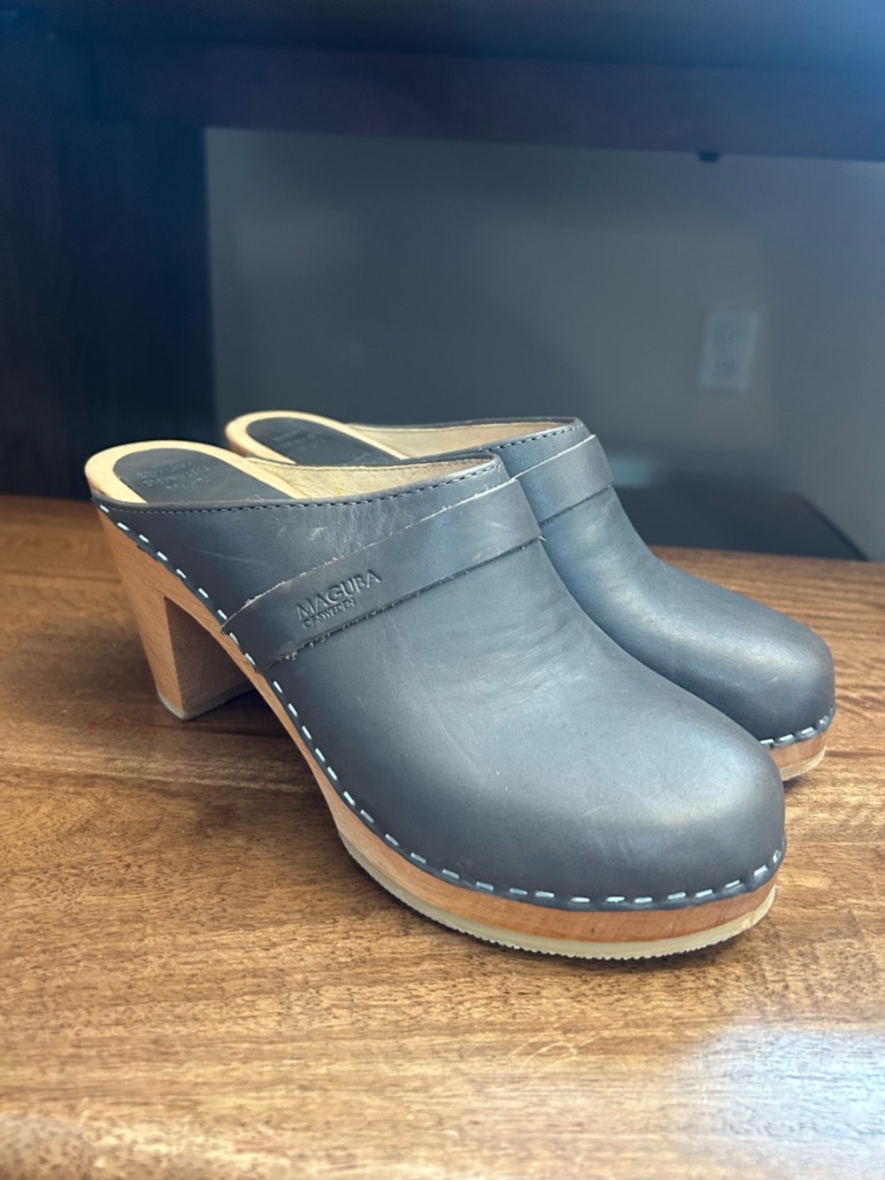 MAGUBA Stockholm Swedish Clogs Wooden Clogs Gray Women's Size EU 38 / 8-8.5 US